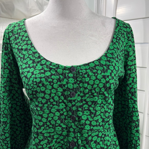 Boden Bee Tulip Sprig Button Front Jersey Mini Dress - Picture 3 of 9